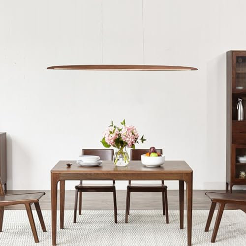 130cm Moderne Hängeleuchte holz LED pendelleuchte esstisch dimmbare mit Fernbedienung Hängelampe Holz design höhenverstellbar küchenlampe hängend für esszimmer Küche büro (Protokoll, L130CM)