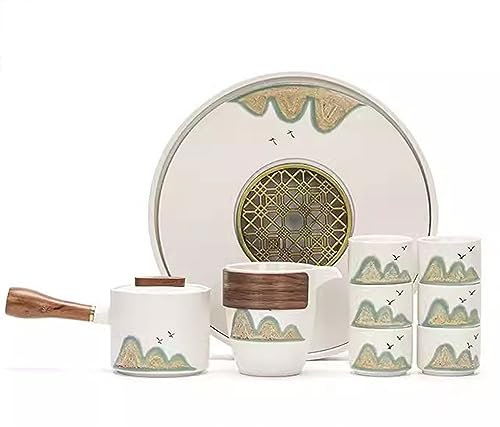 XaEjNzwDT Tetera marroqui teteras para te Juego de te Juego de té de Kung Fu Pintado a Mano, Juego de Taza de té con Tapa de Tetera de cerámica para el hogar(Color:B,Size:)