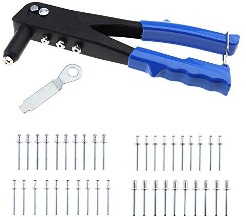 YINETTECH 41 Pezzi Pinze Per Rivetti A Mano Per Rivetti A Scatto Per Uso Domestico Pinze Per Rivetti A Mano Da 2,4 A 4,8 Mm Kit Di Assortimento Per Rivetti Ciechi 23,5 Cm Di Lunghezza