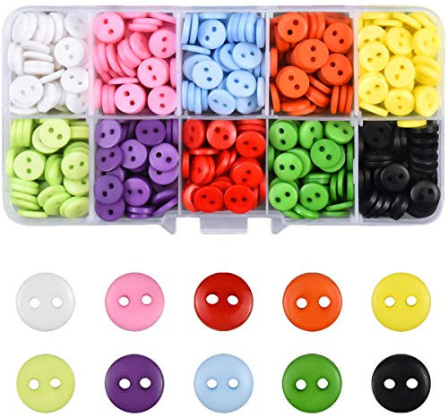 750 Stück Bunte Knöpfe Kinderknöpfe, DIY Nähknöpfe Runde 2-Loch Kunststoff- und Harzknöpfe in Vorteilspackung für Nähen Basteln DIY Handwerk Scrapbooking und Dekorieren mit Aufbewahrungsbox