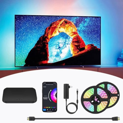 Tiras De Led Con Cambio De Color Tiras De Luz Led Flexibles Tira De Luces De Ambiente Sincronizadas Con TV Múltiples Modos 16 Millones De Colores Para Elegir Retroiluminación De TV(HDMI 2.1 4K120HZ,60