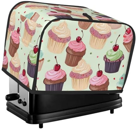 Cupcake-Toaster-Abdeckung, 2 Scheiben, für kleine Geräte, mit Taschen, Toaster-Staubschutz mit Griff oben, waschbar, Universal-Brotbackmaschinen-Abdeckung für Küche