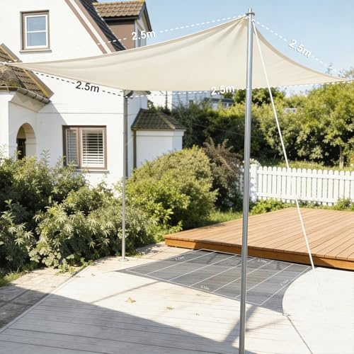 HAIKUS Toldo Vela Cuadrado 2,5x2,5 m, Vela de Sombra HDPE 2.5x2.5 m, Transpirable y Resistente al 98% Rayos UV para Exterior, Patio, Jardín, Terrazas (Blanco)