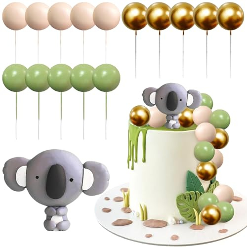Koala Tortendekoration Tiere, 16 Stück Geburtstag, Kuchendekorationen für Kinder, Babyparty, Weihnachten (C)