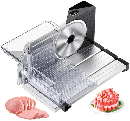 Affettatrice Pieghevole, Affettatrice Elettrica da 160 W con Spessore Regolabile da 0 a 18 mm, Design Pieghevole Facile da riporre, Affettatrice in Acciaio per Carne, Adatta per Carne, Formaggio