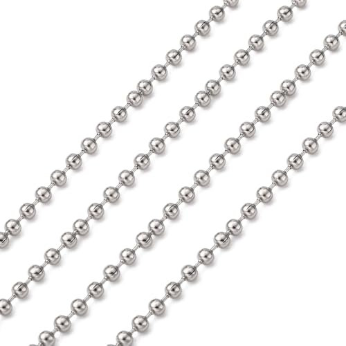 DanLingJewelry 10m/roll Stainless Steel Pull Chain Extension Ball Bead Chain Stainless Steel Ball Chains for Necklaces Bracelets Jewellery Making