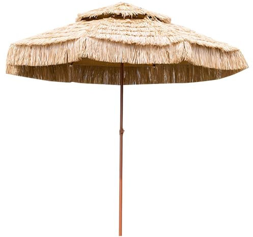 XUQQU Parasol De Terrasse De Chaume À 2 Niveaux, Parasol De Plage Hula Hawaïen, Grand Parasol De Jardin Extérieur, Hauteur Réglable, pour Cafés, Piscines, Marchés, Camping, sans Socle(2.50m/8.2ft)