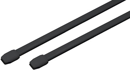 dekondo Gardinenstange, Vitragestange, flachoval, ausziehbar, Metallstange mit Kunststoffenden, 2 Stück (schwarz, 80-120 cm ausziehbar)