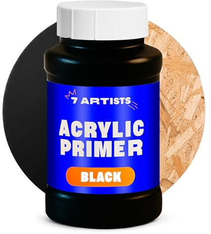 7 Artists Primer Acrilico Nero 500 ml – Gesso Artistico per Pittura e Tela, Legno e Carta | Primer Vernice a Base d’Acqua | Gesso Liquido per Decoupage e Tecniche Artistiche