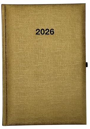 2026 ADINA veckokalender A5 24 x 16 cm 1 vecka på 2 sidor krämfärgat 80 g papper guldmetallic