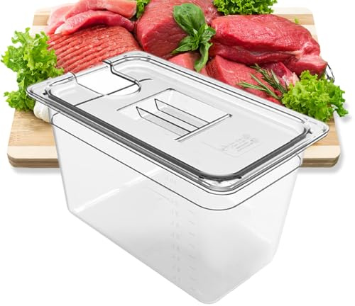 Sous-Vide-Behälter, Aufbewahrungsbox für Herd, 32 x 26 cm, luftdichter Deckel, tragbar, transparent, hitzebeständiges Design für Lebensmittel, LKW, Miete, Haus, Wohnung, Restaurant