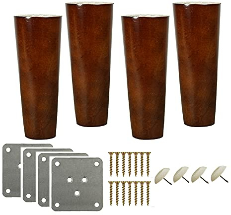 PLLJIAXUAMCLNL 4 PCS Wooden Furniture Legs, Solid Wood Sofa Legs Replacement Furniture Feet with for TV Desk Table Legs Coffee Table Dining Table Desk Nightstand (Red 4.7in/12cm)