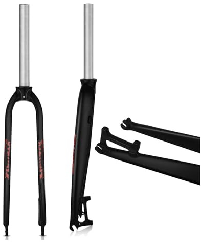 LQVAIPT Fourche avant rigide de 26 à 27,5 cm en alliage d'aluminium avec frein à disque rigide pour VTT, gravier, vélo de route, tube droit sans filetage de 28,6 mm, fourche avant super légère, noir