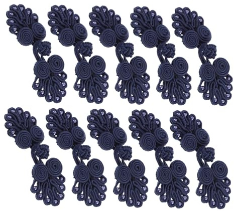 Zerodeko 10 Pairs Skinfriendly Traditional Ethnic Style Sevenbead Polypropylene Fiber Knotted Buttons Fasteners for Sewing Weddings and Parties