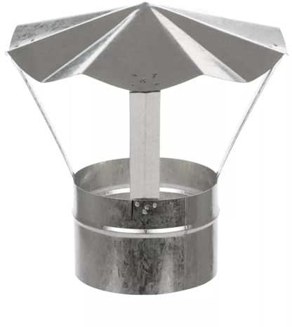 Galvanised Steel Chimney Cowl, Rain Cap for Stoves and Ovens, Flue Liner Top Hat, Corrosion Resistant Ventilation Hood, Duct Pipe Mushroom (180mm)
