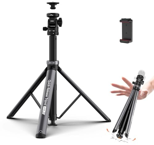 COMAN MT68 Light Stand, Auto Open 83.4 Adjustable Portable Photography Light Stand, Phone Tripod with Quick Release Ball Head 1/4 Screw, Suit for Octabox Video Light DSLR Camera