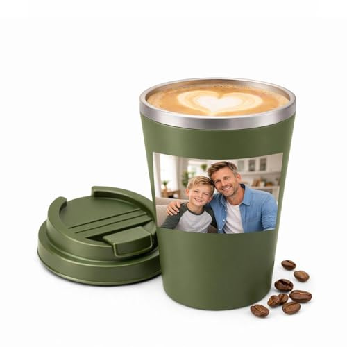 loongway Thermobecher Personalisiert mit Foto und Logo - Edelstahl Kaffee Thermobecher 380ml - Geburtstagsgeschenk Geeignet für den Einsatz bei der Arbeit in der Schule und im Freien