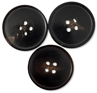 10 Stück echt Horn Knöpfe schwarz braun flach 4Loch in 15mm, 20mm, 22mm oder 25mm (20mm)