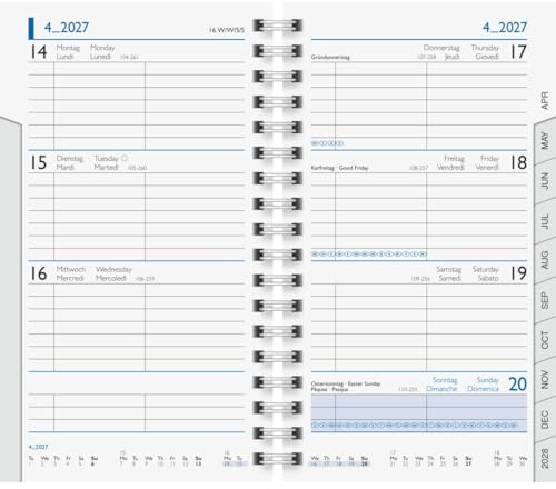 BRUNNEN Kalender BRUNNEN Wochen-Ersatzkalendarium Mod. 756 2027 | 87×153 mm, Karton, weiß | 8,7×15,3 cm, Karton, weiß