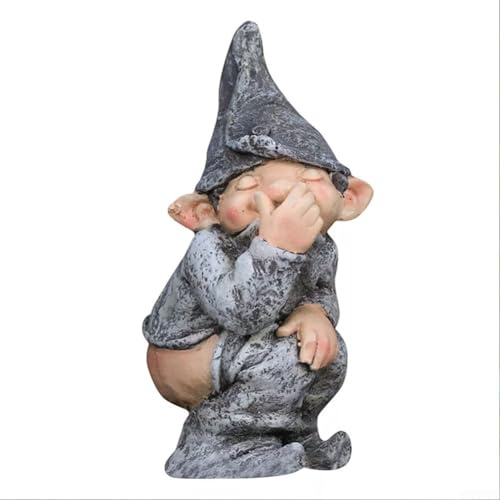 Estatua de gnomo de jardín travieso, divertido adorno de enano que hace caca de caca, figura humorística para decoración de césped, jardín de resina al aire libre, accesorio de jardín de hadas en