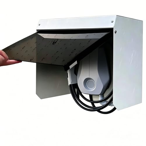 Cubierta para Wallbox Exterior, Techo Antilluvia para Wallbox, Funda para Cargador de Coche Eléctrico, Caja de Protección Metálica Robusta Impermeable, Techo Protector para Estación de Carga EV
