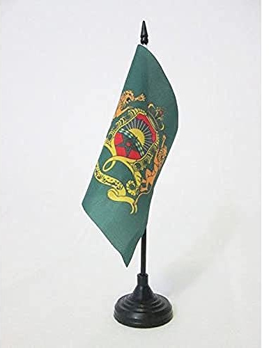 AZ FLAG Tischflagge Königliche Standarte von Marokko 15x15 cm | Für innen Marokkanische Tischflagge genähte Ausführung mit verstärkten Kanten mit Kunststoffstab und Kunststoffsockel