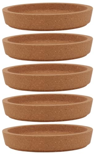 BESTonZON 5er Set Korkuntersetzer Rund mit Rand - 10,3cm Glasuntersetzer | Saugfähige Untersetzer Kork für Gläser Tassen & Becher, Naturkork mit Erhöhtem Rand als Tischdeko Schutz für Holztische