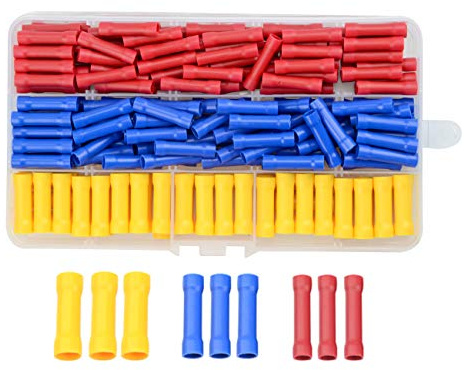 WMYCONGCONG 400 Stück Elektrischer Crimp Verbinder (22–10 AWG), Set mit Stoßverbindern für Kabel, Vollständig isolierte, gerade Crimp Kabelschuhe für Drahtstärken 22, 20, 18, 16, 14, 12 und 10 AWG