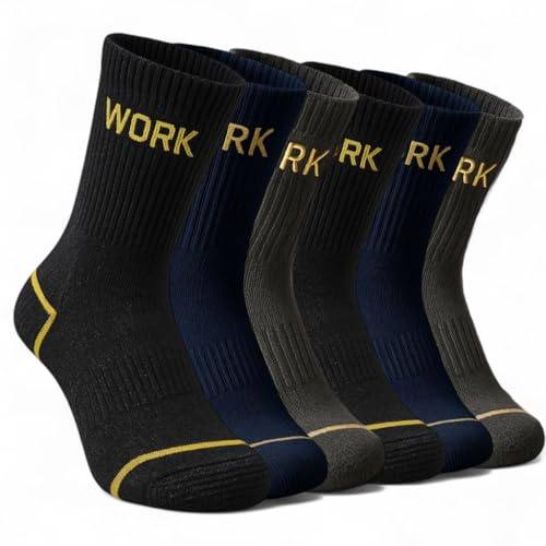 Lucchetti Socks Milano Calze da Lavoro Uomo in Spugna di Cotone Rinforzate Nero o Assortito (39-42, 6 Paia Dark)