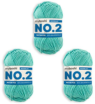 myboshi Häkel- und Strickgarn | Modell: No.2 mit Kapokfaser | Leichtes Garn | 3-Kugelgarn | Marineblau 2580