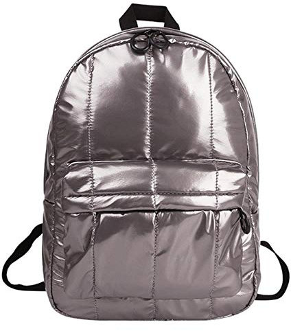 UKKD Schultasche Fashion Rucksack Frauen-Schulter-Beutel-Große Kapazitäts-Frauen-Rucksack-Schule-Beutel Für Teenager Damen Rucksack,Silber