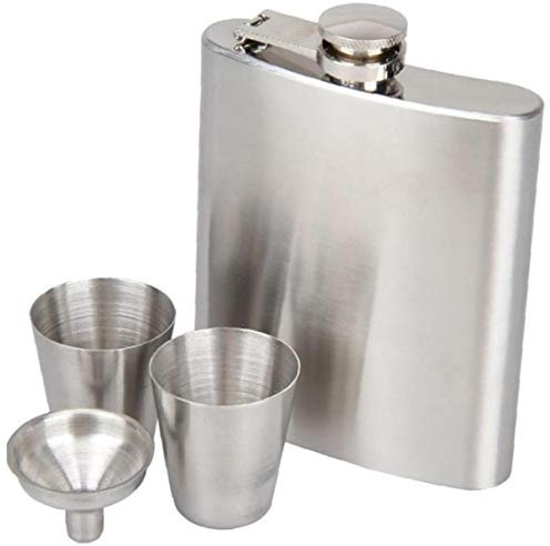 TOSSPER 1set De Bolsillo Portátil Frasco, 7 Oz De Acero Inoxidable Whisky De Garrafa con Embudo Copa De Escalada Camping Barra del Partido Barbacoa