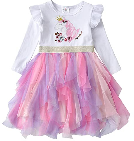 VIKITA Girls Dresses Princess Dress Flower Tulle Birthday Party Dress Girls Clothing LH4785 7T