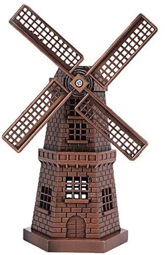 Statua del Mulino a Olandese, Modello di Mulino a Olandese in Legno, Mini Ornamenti Artigianali in Bronzo Rosso per Bambini, Adolescenti e Adulti