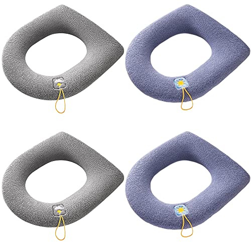4 Stück Toiletten Sitzbezug, Warmes Toilettensitzkissen, Toilettensitz Abdeckung, Waschbar Toiletten Sitzbezug, Dicker, Waschbar, Dehnbar, dür Die Meisten Toiletten Geeignet