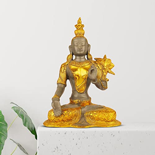 ARTVARKO Messingstatue Buddha Tara Idols Avalokiteshvara Skulptur Messing Yin Nepal Figur Lokeshvara (Gold & Grau, 26,7 cm), GREYAVALO3KGJAI