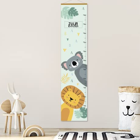 Gutmarkiert Messlatte Kinder Namen - Geburtsdatum aus Papier Urwald Design | Süße Mess Latte für Baby- und Kleinkinderzimmer - zum Aufhängen - personalisierbar mit dem Namen
