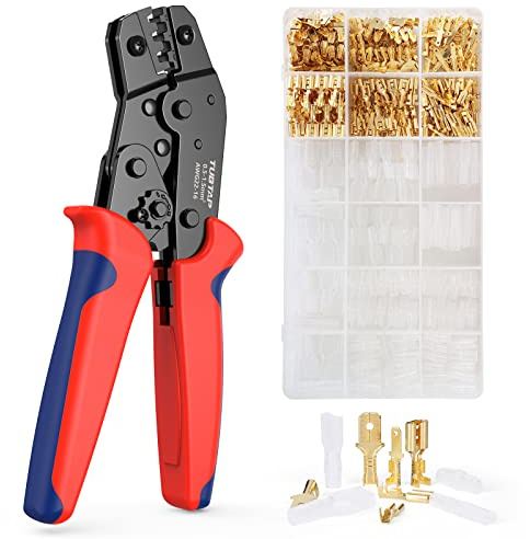 Crimpzange Flachsteckhülsen Set - TUBTAP® Flachsteckhülsenzange mit 300 stück Kabelstecker Tool Kit 0,5-1,5 mm²(AWG 22-16)