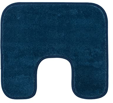 Gözze - Tapis de Bain Antidérapant Premium avec découpe, RIO, 100% microfibres, Idéal comme tapis de WC pour toilettes au sol, 50 x 45 cm - Bleu foncé