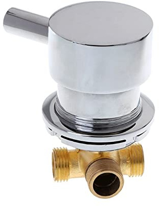 Mitigeur G1/2 Eau Chaude et Froide Filetage Laiton Mélangeur Deux un Robinet pour Salle Douche, Cartouche Céramique, Poignée Unique, pour Cabine Douche Douche Vapeur (Vanne 1 Voie)