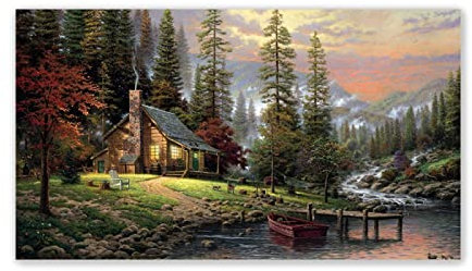 Quadro su Tela Foresta,Quadro da parete su tela,paesaggio Stampa su tela,Foto su Tela Natura,Quadro panoramico su tela-Albero della capanna 70x125cm(28x49in)Senza cornice