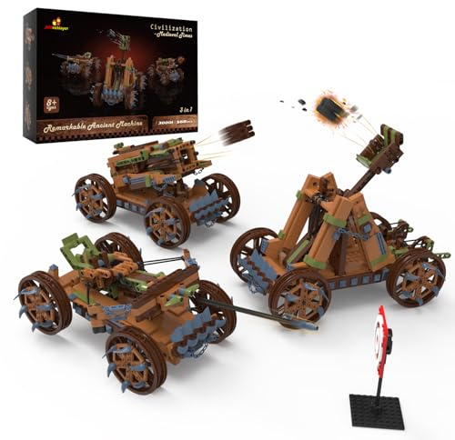 JMBricklayer Mittelalterliche Militärfahrzeug-Bausteine, 3-in-1 3D-Puzzle Waffen Auto Clip-On Bausteine, Modell Spielzeug Geschenk für Erwachsene und Jugendliche ab 14 Jahren
