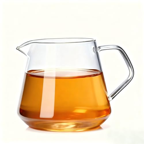 Taza de té de café de vidrio para compartir con asa Jarra para compartir leche transparente de alto borosilicato Anti escaldado Adecuado para la cocina del hogar, la sala de estar, la despensa(650ml)