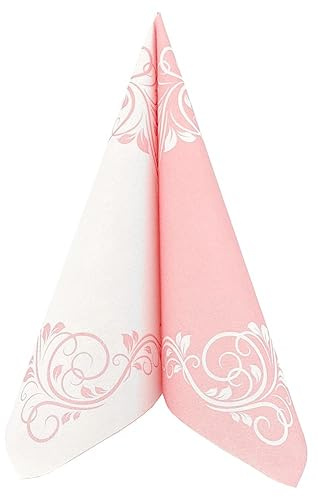 APARTina Servietten Ornamente 40x40 cm stoffähnlich Airlaid, stoffähnliche Hochzeitsservietten Serviette Hochzeit Einwegserviette 50 Stück - BELLISSIMA Rosa