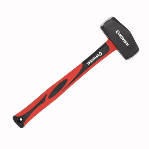 INTERTOOL 3 lbs Small Sledge Hammer | Drilling/Crack Mini Sledgehammer with Heavy-Duty Steel & Shock Absorbing Non-Slip Fiberglass Handle | HT08-0246