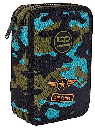 Goldkids COOLPACK 2-fache Federtasche Federmappe Federmäppchen AIR Force 35-teilig Schüleretui Stifte und Pinsel Fanartikel inkl. Aufgabenheft Federbox Etui Stiftetasche Schlamper-Etui Schul-Etui