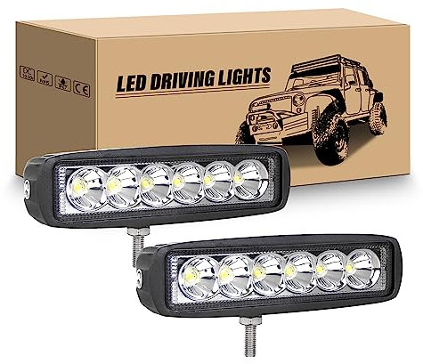 RIGIDON 2 Pcs LED Arbeitsscheinwerfer, 6 Zoll 15 cm 18W LED Zusatzscheinwerfer Auto 12V 24V Scheinwerfer IP67 Wasserdicht für 4x4 SUV Truck Traktor Offroad LKW, 6000K Weiß Rückfahrscheinwerfer