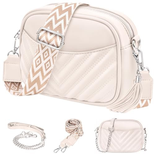 JUYANO Crossbody Bag Damen Leder, Kleine Umhängetasche mit Breitem Gurt, Stylisch Handtasche Umhängetasche Damen mit Kartenschlitz Abnehmbar Schultergurt