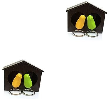 Cabilock 2stücke Braunes Vogelhaus Schlüsselring Mit Gelbem Pfeifchen Kreativer Schlüsselanhänger Für Schlüsselaufbewahrung Installieren Für Alltag