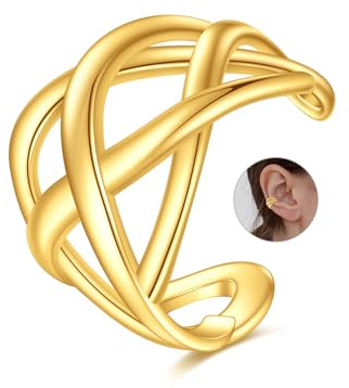 14K Gold Keltischer Knoten Ohr Manschette Ohrringe Hypoallergen Non Piercing Knorpel Ohrschmuck Geschenke für Frauen, One-piece(Keltischer Knoten）